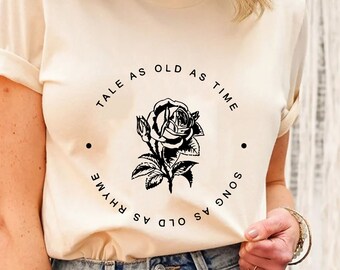 Camiseta Vintage Tale as Old as Time de Comfort Colors®, camiseta retro de La Bella y la Bestia, camiseta de princesas de Disney, camisetas de Bella y la bella princesa