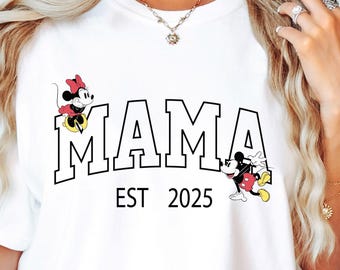 Disney Mama  Shirt, Mama Est.2025  Shirt,Mickey and  Minnie Mouse Mama  Shirt,Disney Mom   Shirt