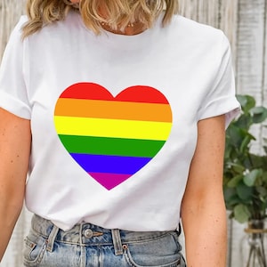 Pride Heart Shirt, LGBTQ Support Tee, Rainbow Heart T-shirt, LGBT Heart, Rainbow Shirt, Pride Rainbow T-shirt, Rainbow Love, LGBT Pride Tee