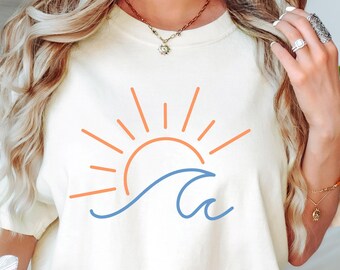 Camiseta de sol, camiseta de verano, camisetas de playa, camiseta de sol, regalo para mujer, camiseta de sol bohemia, camiseta de sol