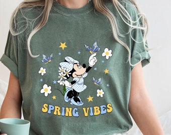 Camiseta Comfort Colors® Spring Vibes, Camisa Floral Disney, Camisa Minnie Mouse, Camisa Flor Disney, Camisa Flor Minnie, Camisa Spring Vibes