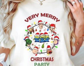 Koszulka świąteczna Toy Story, bardzo wesoła koszulka Disney Christmas, świąteczna koszulka Toy Story Group, świąteczna koszulka na imprezę świąteczną, pasująca koszulka Disney
