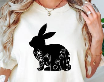 Floral Easter Shirt, Easter Sweatshirt,  Easter Tshirt, Easter Rabbit Shirt, Easter Shirts for Women, Easter Bunny Shirt