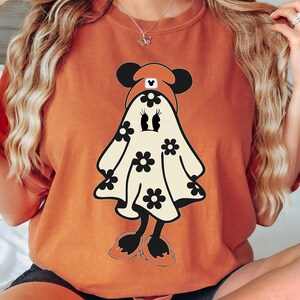 Camiseta de Mickey y Minnie Fantasma de Disney, Camiseta de Colores Cómodos, Camiseta de Halloween de Mickey, Camiseta de Halloween de Minnie, Camiseta de Halloween de Disney