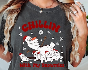 Camiseta Olaf Chillin With My Snowmies, camiseta divertida de Olaf, camiseta de Magic Kingdom, sudadera familiar Disney, regalo de Disney Frozen