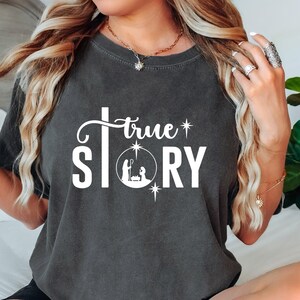 Chemise crèche, Noël chrétien, chemise crèche de Noël, crèche histoire vraie, cadeaux religieux de Noël, t-shirt Jésus