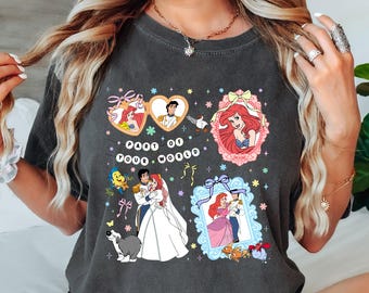 Watercolor Princess Coquette Bow Shirt,  Cartoon Coquette Shirt Magical Mirror BowShirt, Family Vacation Shirt,Princess Family Shirt