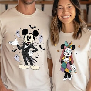 Comfort Colors® Mickey and Minnie Halloween Couple Shirts, Mickey Ghost Shirt, Minnie Ghost Shirt, Spooky Season Shirt, Kids Halloween Tee