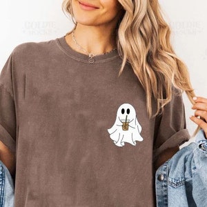 Comfort Colors® Сute Ghost Coffee Shirt, Сute Little Ghost Iced Coffee t-shirt, Boo Ghost Shirt, Ghost Coffee Shirt, Halloween Coffee Lovers