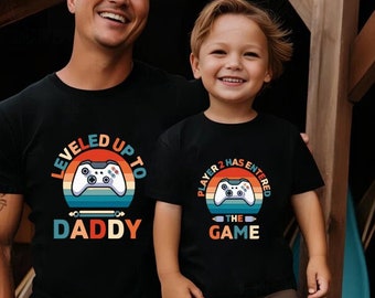 Camiseta Leveled Up to Daddy Player 2 Has Entered the Game, camiseta a juego para papá, regalo para nuevo padre, día del padre, regalo para esposo, regalo para papá jugador