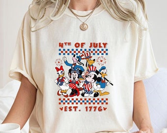 Micky Maus & Freunde Kundenspezifisches Retro 4. Juli Hemd, Disney-Unabhängigkeitstags-T-Shirt, Disneyland-Ausflug Familienurlaubsgeschenk