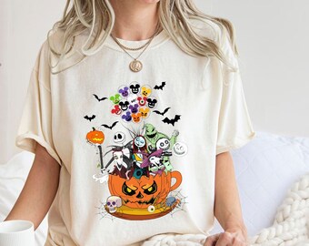 Disney Alptraum vor Weihnachten Kaffeetasse Kürbis gruseliger Ballon Halloween T-Shirt, Disneyland Halloween Weihnachten Passendes T-Shirt