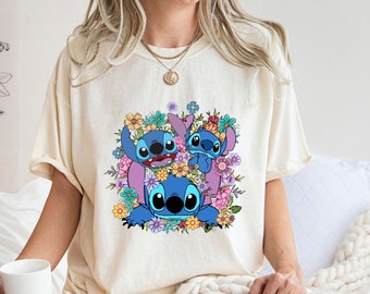 Chemise à fleurs Comfort Colors® Stitch Chemise Stitch Disney, chemise à fleurs Disney, chemise cadeau Disney Stitch, chemise Lilo and Stitch