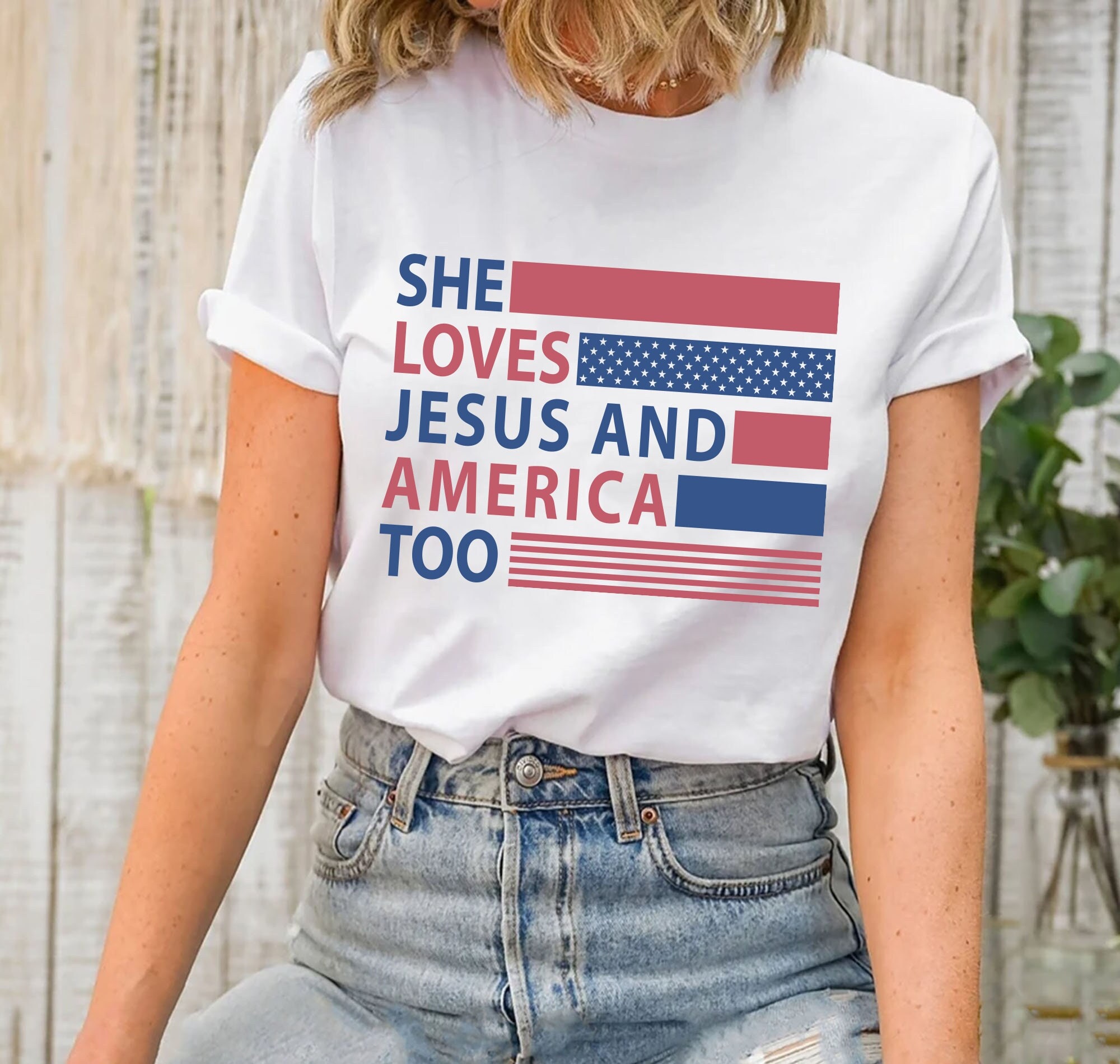 Sie liebt Jesus und Amerika auch, Jesus Lover Amerika Shirt, 4. Juli Shirt, Unabhängigkeitstag T-Shirt, Jesus Inabhängigkeitstag Shirt, USA Shirt