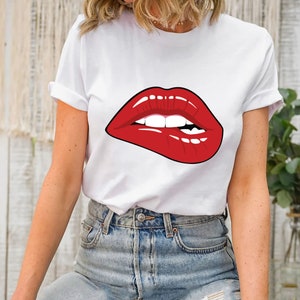 Red Lips T-Shirt, Expressive Lips, Cute Gift for Girl Friend, Sugar Lips Sweatshirt, Valentine&#39;s Day Gift, Trendy Shirt For Women- Men