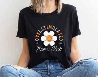 Overstimulated Moms Club shirt comfort kleuren, mama comfort kleuren T-shirt, comfort kleuren mom shirt