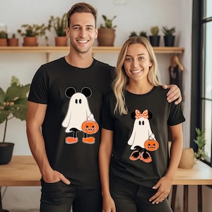 Mickey Minnie Halloween Couple Shirts, Mickey Ghost Shirt, Minnie Ghost Shirt, Spooky Season Shirt, Disney Halloween Trip Shirts