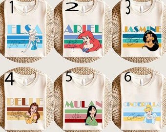 Comfort Colors Disney Princess Shirt, Disney Princess Shirt, Disney Character Shirt,  Belle, Cinderella, Jasmine, Rapunzel,Mulan,Ariel