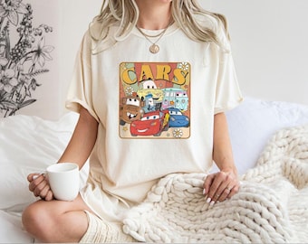 Camiseta retro de Disney Cars, camiseta de Pixar Lightning McQueen, camiseta de Tow Mater, camiseta de Sally Carrera Doc Hudson, camiseta de vacaciones familiares de Disneyland