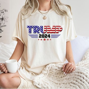 Trump 2024 comfort kleuren shirt, Trump T-shirt, patriottische T-shirt, Trump voor president 2024, Trump Nation, Trump shirt vrouwen, Trump Amerika