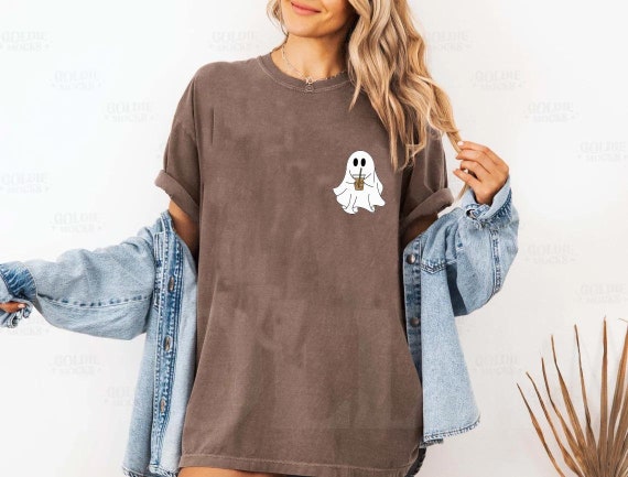 Comfort Colors® Сute Ghost Coffee Shirt, Сute Little Ghost Iced Coffee t-shirt, Boo Ghost Shirt, Ghost Coffee Shirt, Halloween Coffee Lovers
