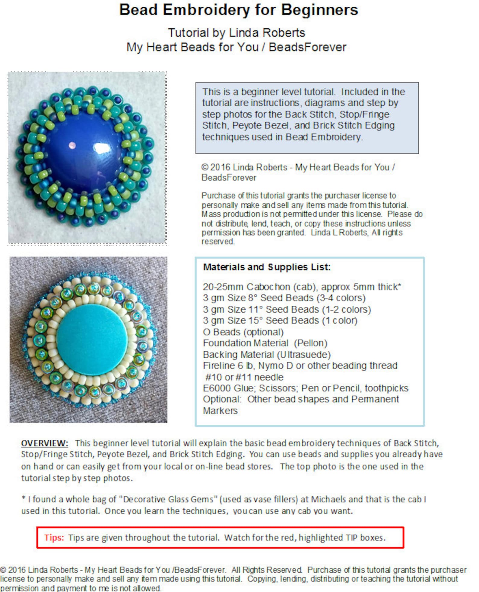Beading Tutorial Bead Embroidery for Beginners Etsy