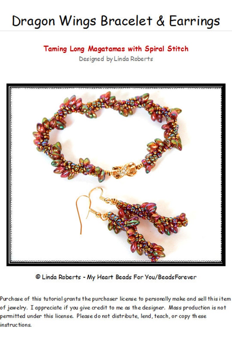 Beading Tutorial Dragon Wings Bracelet and Earrings Pattern image 1