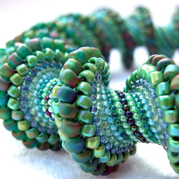 Pattern Only - Spiral Peyote Pattern for My Going Green Cellini Bracelet