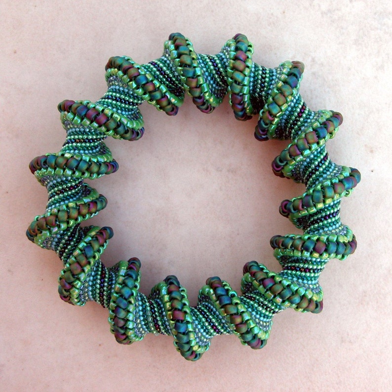 Pattern Only Spiral Peyote Pattern for My Going Green Cellini Bracelet image 5