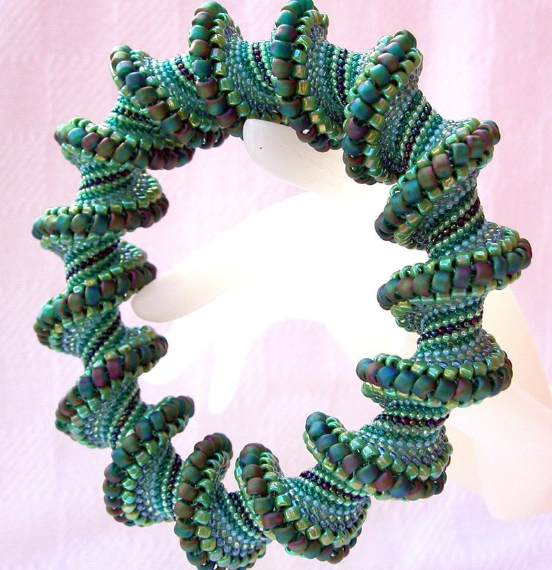 Pattern Only Spiral Peyote Pattern for My Going Green Cellini Bracelet image 4