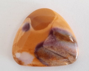 Mookaite Jasper Cabochon, Semi-Precious Gemstone, Western Australia, Rounded Triangular Shape, Red, Yellow, Purple, 1 1/4" each side