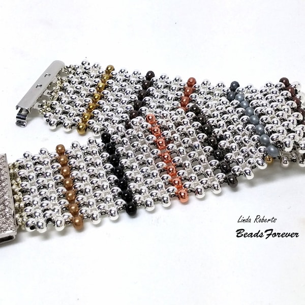 Beading Tutorial - Metal Bead Sampler Bracelet - Right Angle Weave Jewelry Pattern