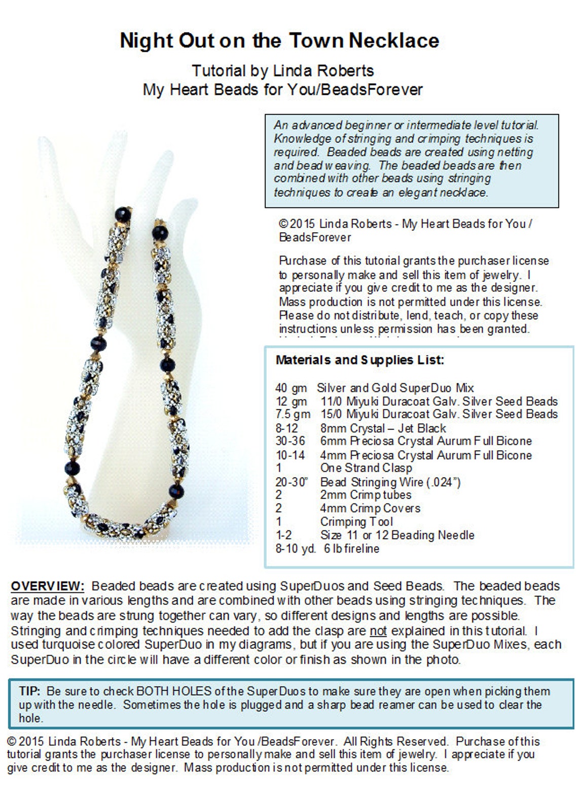 Beading Tutorial Night Out on the Town Necklace Beaded Beads Superduos ...