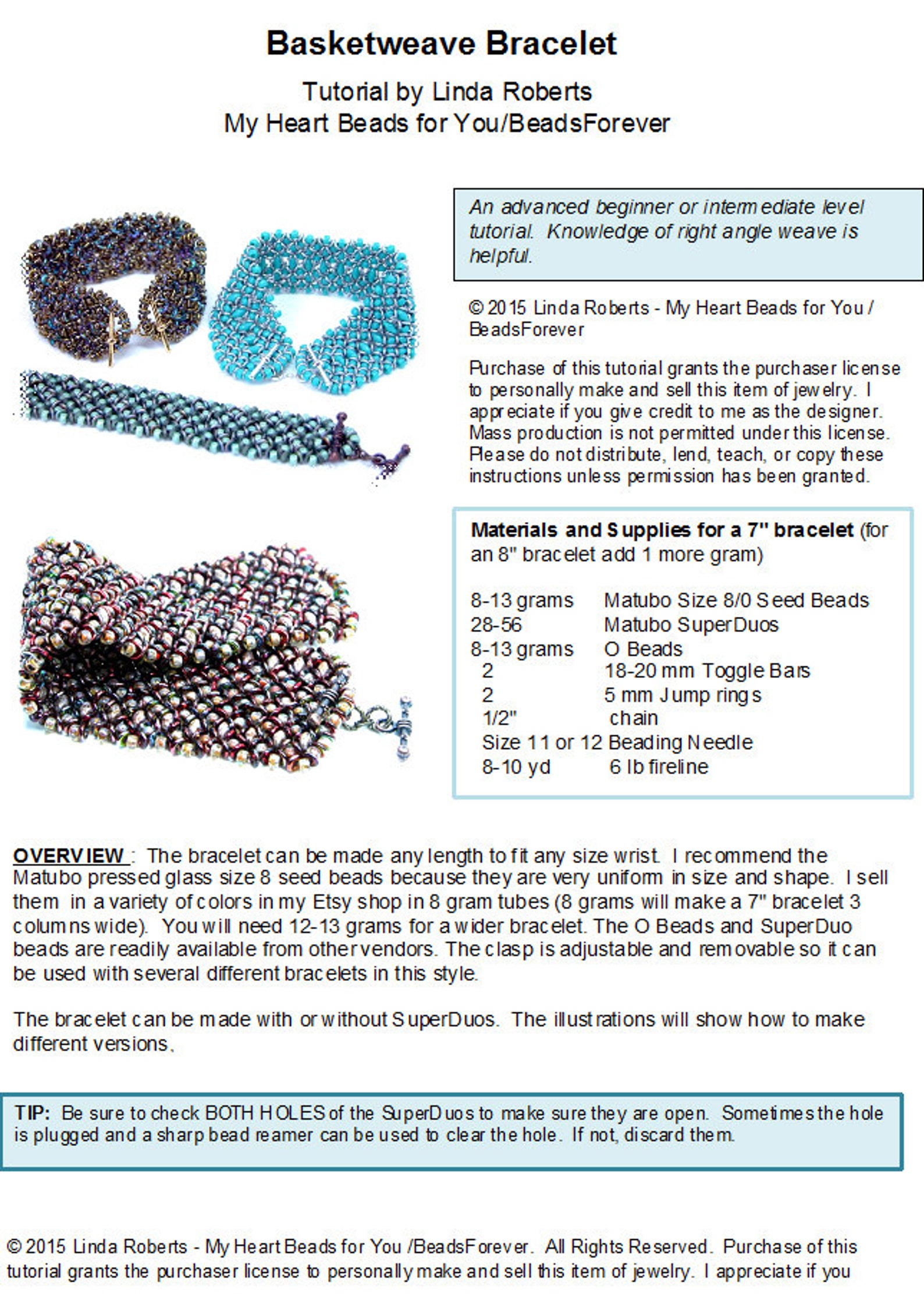 Beading Tutorial basketweave Bracelet Right Angle Weave Etsy