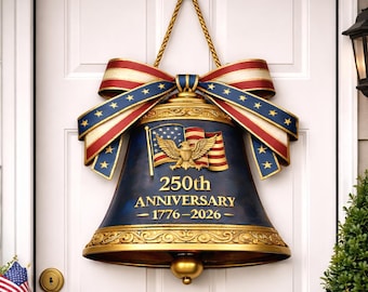 Usa 250th Anniversary Liberty Bell Wood Wreath, Independence Day, Patriotic Door Sign, Fourth Of July, America 250 Decor
