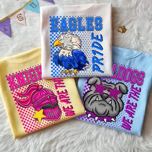 Custom Mascot Colorful Preppy Sports Spirit Team Shirt, Back To School Shirt, School Mascot Shirt, Game Day Shirt, School Team Mascot Tee