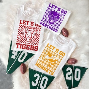 Custom Vintage Checkerboard Let&#39;s Go Mascot School Name Shirt, Favourite Team Shirt, Mascot Retro Shirts, Mascot Shirt, School Spirit Shirt