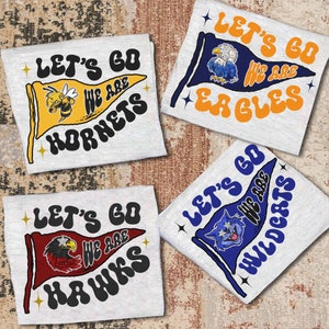 Pennant Mascot Personalize Shirt, Favourite Sports Team, Custom Preppy Mascot Shirt, College Mascot Game Day, School Spirit Mascot
