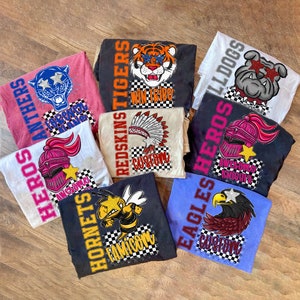 School Team Name Shirts, custom mascot shirts, school spirit T-shirt, favorite sports team t-shirt, team mascot t-shirt, school logo shirt