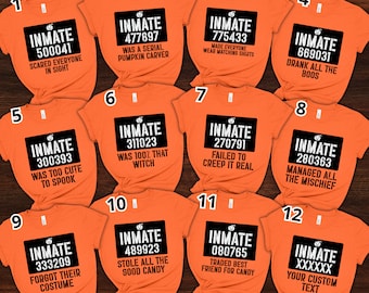 Custom County Jail Inmate Halloween Costume, Inmate Costume Funny Shirts, Halloween Party Tees, Prison Break Shirts, Prisoner Costume Shirts