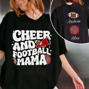 Cheer Football Mom Shirt with Names, Football Cheer Mom Shirt, Football Cheer Mama Shirts, Custom Football Cheer Shirt Personalized Mom Gift