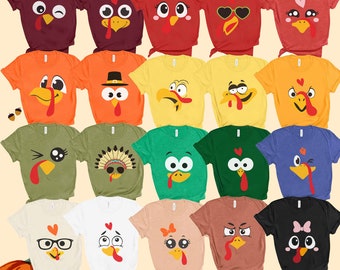 Funny Turkey Face Shirt, Cute Turkey Face Shirt, Family Matching Thanksgiving Shirts, Thanksgiving Family Group Shirts Cute Fall Shirt