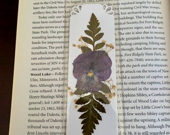 Pansie Bookmark in a plastic sleeve