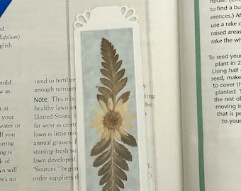 A Bookmark in a Plastic Sleeve with Real Pressed Flower