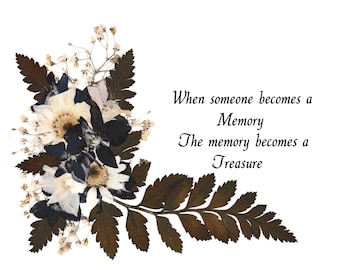 Memory Verse with Real Pressed Flowers White Heavy Duty Stock Paper and will fit in any 5 x 7 rectangular frame