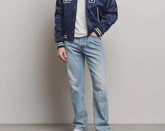 Neue Polo Ralph Lauren Varsity Bomber Satin Jacke Aviator Navy