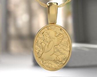 Angel Necklace , Baby Angel Necklace , Gold Necklace , Dainty Necklace . Cherub Necklace , 14K Gold Plated Necklace , Cherubim Necklace