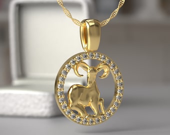 Collier Bélier en argent sterling, pendentif Bélier en or, breloque signe du zodiaque, collier zodiaque en or, idée cadeau zodiaque, cadeau d'anniversaire breloque pièce de monnaie Bélier