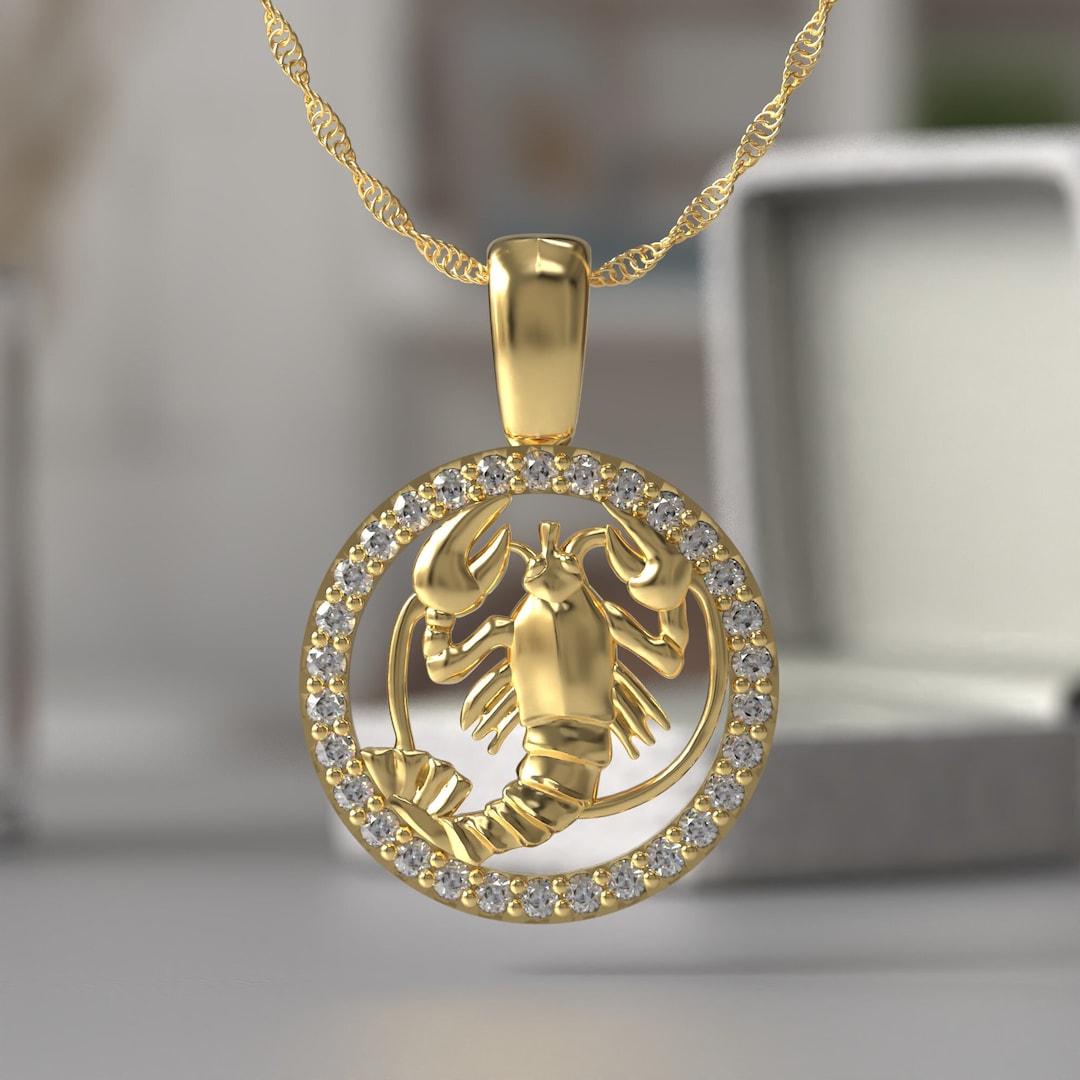 Zodiac Protection Escapulario - Gold-Plated, Scorpio with Water main image 0