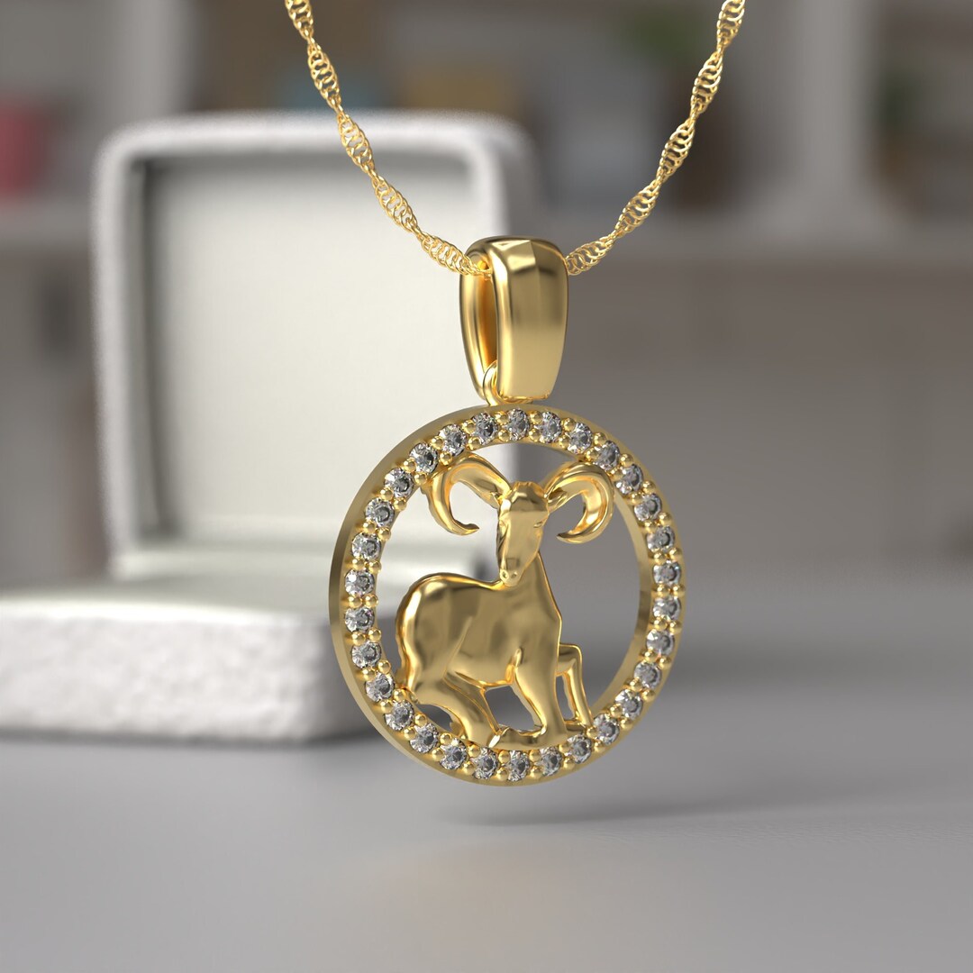 Sterling Silver Aries Necklace, Gold Aries Pendant, Zodiac Sign Charm ...